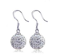 Brincos Prateado Strass Sobrepor Delicado Feminino Festa Lon