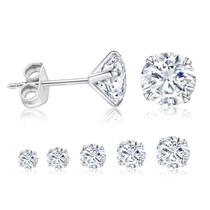 Brincos Push-back de Zircônia Cúbica (3-7mm) - 1 Par em Aço Cirúrgico