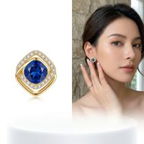 Brincos Quadrado Azul Minimalista Zirconia Delicada Luxo Casual