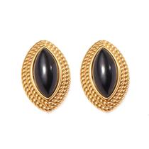 Brincos RAUCHBE Big Chunky Gold Vintage Black Onyx Femininos Brincos RAUCHBE Big Chunky Gold Vintage Black Onyx Femininos