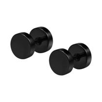 Brincos Redondos De Aço Inoxidável Preto 2-14mm, Estilo Punk, Piercing Em Forma De Haltere Para