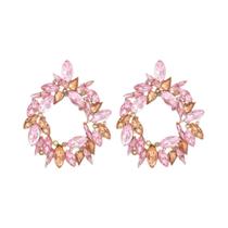 Brincos Redondos de Cristal Colorido - Luxo, Moda Coreana e Acessório para Mulheres