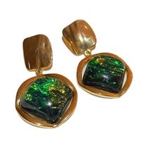 Brincos Redondos Geométricos com Strass Verde - Joias para Festa e Casamento Brincos Redondos Geométricos com Strass Verde - Joias para Festa e Casamento