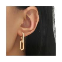 Brincos Redondos Geométricos Retro Em Ouro E Prata Com Design De Corrente Decorada Com Zircônia Para Brincos Redondos Geométricos Retro Em Ouro E Prata Com Design De Corrente Decorada Com Zircônia Para