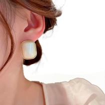 Brincos Retangular Pedra Zirconia Delicado Feminino Branco