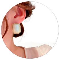 Brincos Retangular Pedra Zirconia Delicado Feminino Branco - Brincos Retangular Pedra Zirconia Delicado Feminino Branco -