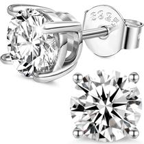 Brincos RINEY&KY Moissanite 3 mm banhados a ouro branco 18k Brincos RINEY&KY Moissanite 3 mm banhados a ouro branco 18k