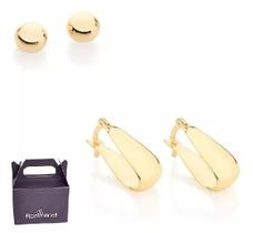 Brincos Rommanel Argola/bolinha Para Primeiro E Segundo Furo