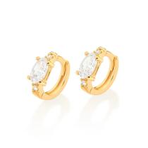 Brincos Rommanel Argola Zircônias Ovais 526803 320032