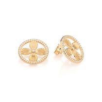 Brincos rommanel banhado ouro 18k boho flor 527505
