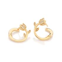 Brincos rommanel banhado ouro 18k circular flor tulípa 527506 Brincos rommanel banhado ouro 18k circular flor tulípa 527506