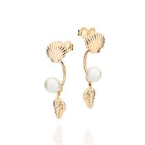 Brincos rommanel banhado ouro 18k conchas pérolas 527616 Brincos rommanel banhado ouro 18k conchas pérolas 527616