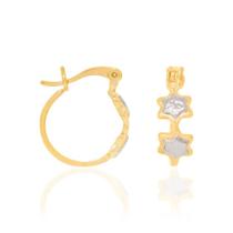Brincos rommanel banhado ouro 18k feminino argola estrela ródio branco 522327 Brincos rommanel banhado ouro 18k feminino argola estrela ródio branco 522327
