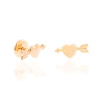 Brincos rommanel banhado ouro 18k feminino coração flecha pequeno 522150
