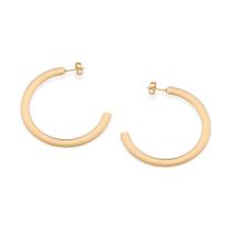 Brincos rommanel banhado ouro 18k feminino meia argola abaulada 527369 Brincos rommanel banhado ouro 18k feminino meia argola abaulada 527369