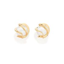 Brincos rommanel banhado ouro 18k feminino pérola entrelaçado fios 527390