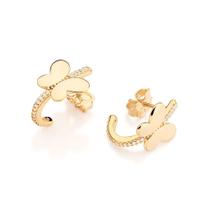 Brincos rommanel banhado ouro 18k meia argola borboleta 527507