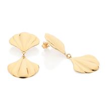 Brincos rommanel banhado ouro 18k pêndulo conchas 527608