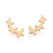 Brincos rommanel banhado ouro 3x 24k 18k e 22k feminino ear cuff borboletas 527328