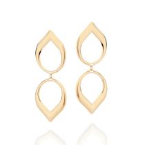 Brincos rommanel banhado ouro 3x 24k 18k e 22k feminino grande gota dupla vazada pendurada 527333 Brincos rommanel banhado ouro 3x 24k 18k e 22k feminino grande gota dupla vazada pendurada 527333