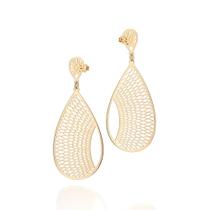 Brincos rommanel banhado ouro 3x 24k 18k e 22k feminino grande gota vazada pendurada 527330