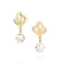 Brincos Rommanel Base De Flor Tendo Cristal Redondo 525199