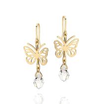 Brincos Rommanel Borboleta Vazada Com Cristal Gota 524096