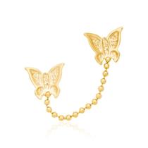 Brincos Rommanel Borboletas Com Corrente Unitário 522898 Brincos Rommanel Borboletas Com Corrente Unitário 522898