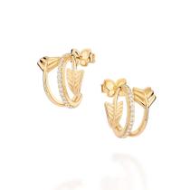 Brincos rommanel feminino banhado ouro 18k argola com flexa 527494