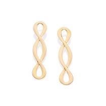 Brincos rommanel feminino banhado ouro 18k entrelaçado liso 527406
