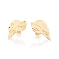 Brincos rommanel feminino banhado ouro 18k folha ondulada 527479 Brincos rommanel feminino banhado ouro 18k folha ondulada 527479