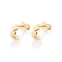 Brincos rommanel feminino banhado ouro 18k meia argola corações 527482