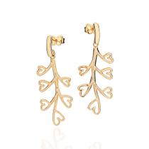 Brincos rommanel feminino banhado ouro 18k pêndulo corações 527487 Brincos rommanel feminino banhado ouro 18k pêndulo corações 527487