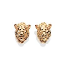 Brincos rommanel feminino pequenos 3d mufasa rei leão banhado ouro 18k 527446