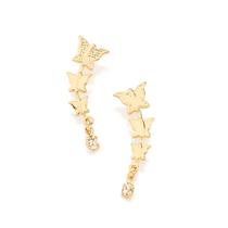 Brincos Rommanel Fol Ouro 18k Borboletas Com Zircônia 524618
