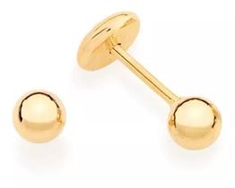 Brincos Rommanel Fol Ouro 18k Infantil Bola Lisa 520797