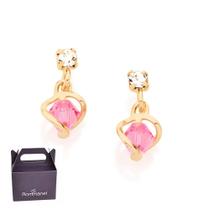 Brincos Rommanel Fol Ouro Infantil Zircônia E Cristal 523219 Brincos Rommanel Fol Ouro Infantil Zircônia E Cristal 523219