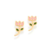 Brincos Rommanel Infantil De Tulipa Com Resina 526501