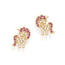 Brincos Rommanel Infantil Unicórnio Com Zircônias 526321