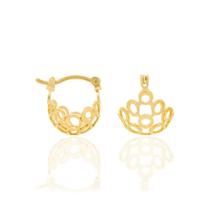 Brincos Rommanel Meia Argola Círculos Vazados Banhado 525216 Brincos Rommanel Meia Argola Círculos Vazados Banhado 525216