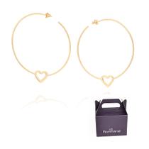 Brincos Rommanel Meia Argola Coração Vazado 526664