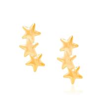 Brincos Rommanel Pequenos Estrelas Lisas Banhado Ouro 522270