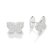 Brincos rommanel prata 925 borboleta femininos cravejado pedra zirconia 820209