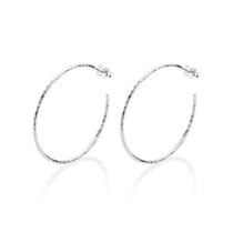 Brincos rommanel prata 925 feminino meia argola grande maxi aro torcido 820219