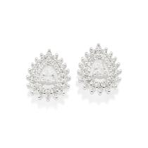 Brincos rommanel prata 925 femininos cravejado pedra zirconia gota botão 820251