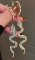 Brincos Serpente dourada com Cristais para festas