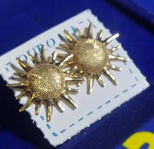 Brincos Sol Fosco Ouro 18 Kilates Peso 1.30 Gramas 15 mm Tudo Brincos Sol Fosco Ouro 18 Kilates Peso 1.30 Gramas 15 mm Tudo