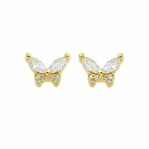 Brincos Tarraxa Baby Borboleta Banhado a Ouro 18k