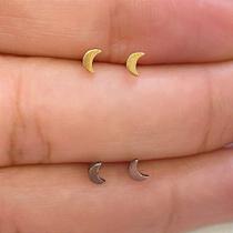 BRINCOS TITÂNIO LUA - Par de Brincos Dourados com Fecho de Tartaruga