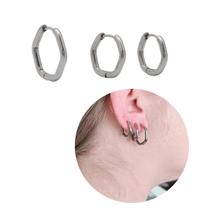 Brincos Trio de Aço Cirúrgico Hexágono Antialérgicos Vazado